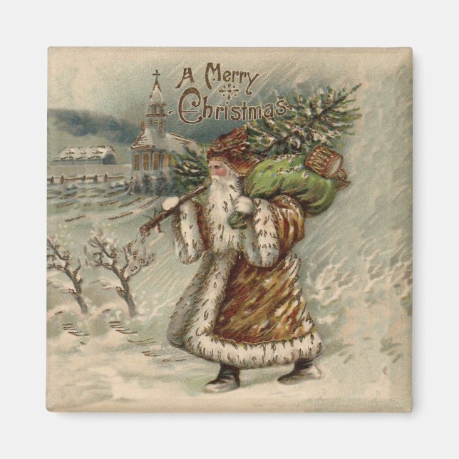 Íman Papai Noel Vitoriano com Árvore de Natal (Frente)