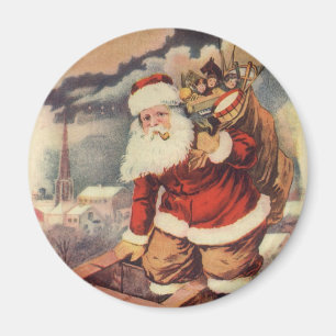 Íman Papai Noel Vitoriano de Natal Antigo na Chaminé