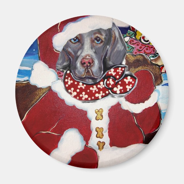 Íman Papai Noel Weimaraner (Frente)