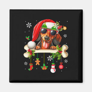 Íman Papais noeis Dachshund Sungles Cute Bone Xmas Prop