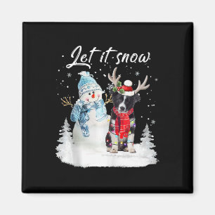 Íman Papais noeis de Borda Collie Cão de Natal Snowman