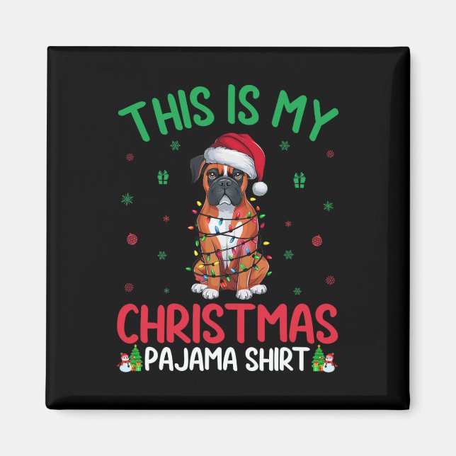 Íman Papais noeis de Luzes de Árvore Xmas Boxer Cachorr (Frente)