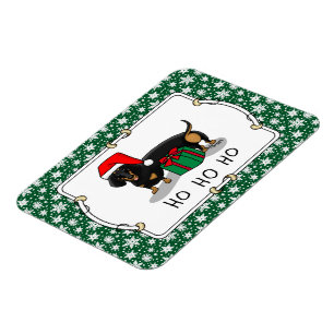 Íman Papais noeis de Natal Dachshund (S preto e bronzea