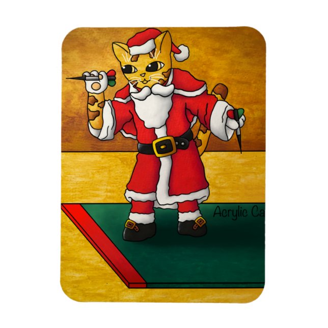 Íman Papais noeis de Natal Darts Cat Magnet (Vertical)