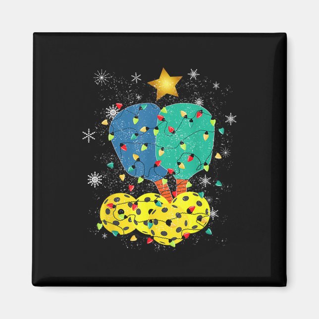 Íman Papais noeis de Natal de Pickleball X Luzes Mas (Frente)