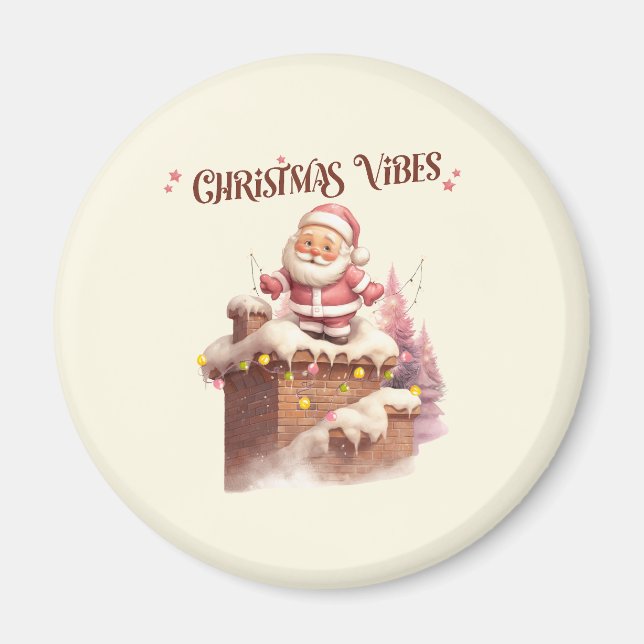 Íman Papais noeis de Natal Vibes Rosa (Frente)
