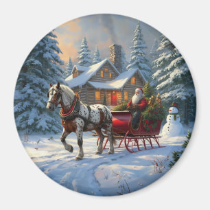 Íman Papais noeis de Sleigh de um cavalo natalino