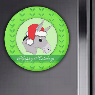 Íman Papais noeis Donkey Holly Cute Feliz Natal