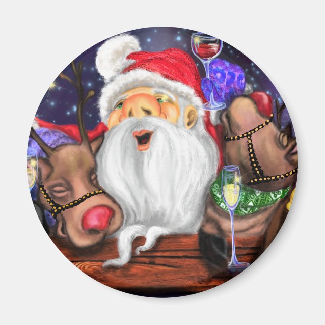 Íman Papais noeis e renas do Magnet de Natal (Frente)