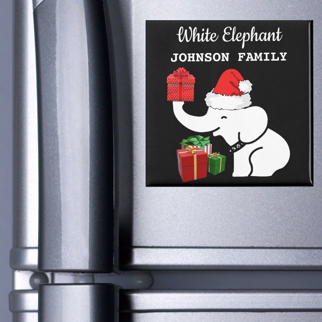 Íman Papais noeis Elefante Branco Seu Nome Cozinha De N (Santa White Elephant Your Name Christmas Kitchen Magnet)