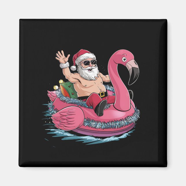 Íman Papais noeis Flamingo Floatie Natal Em Julho De Ve (Frente)