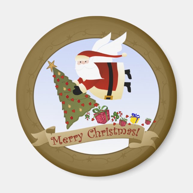 Íman Papais noeis fornecem | Magneta de Natal (Frente)