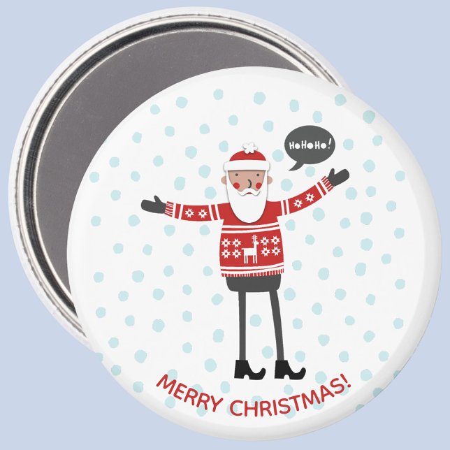 Íman Papais noeis hipsteres (Fun Hipster Santa Christmas magnet with custom text)