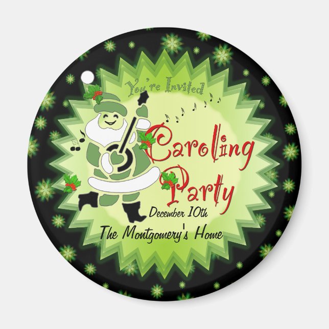Íman Papais noeis Musicais Elf Caroling Convite de fest (Frente)