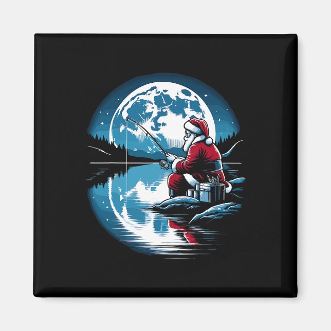 Íman Papais noeis pescando Natal Xmas Pescadores Peixes (Frente)
