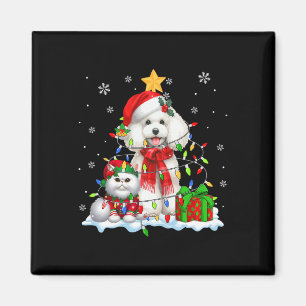 Íman Papais noeis Poodle Com Elf Cat Luzes De Natal Pro