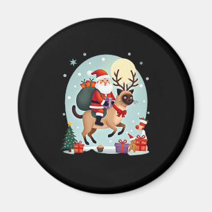 Íman Papais noeis Riding Reindeer Siamese Cat Árvore de