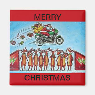 Íman Papais noeis saltando uma Reindeer em um imã do r