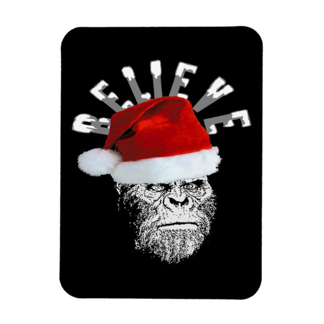 Íman Papais noeis Sasquatch "Acredite" Magneta de Natal (Vertical)
