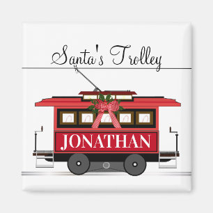 Íman Papais noeis Trolley Christmas Magnet