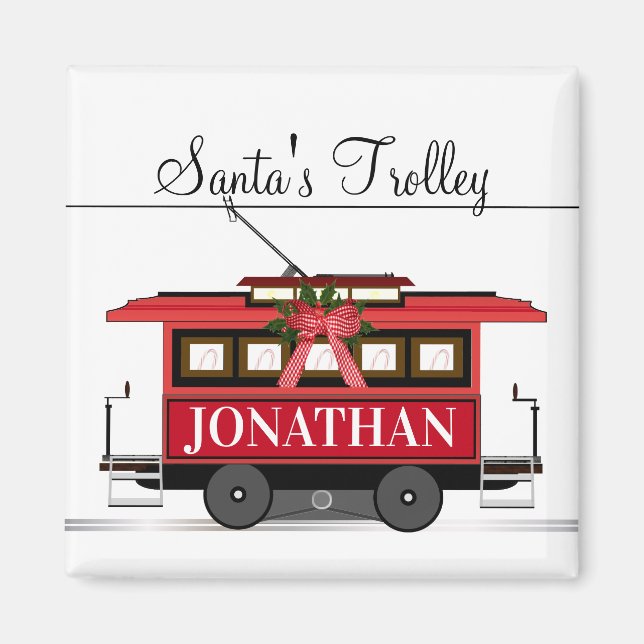 Íman Papais noeis Trolley Christmas Magnet (Frente)