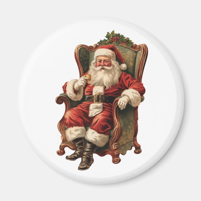 Íman Papais noeis Vintage Sentados no Natal Comfy (Frente)