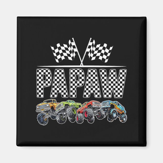 Íman Papaw Retro Monster Truck Family Birthday Matching (Frente)