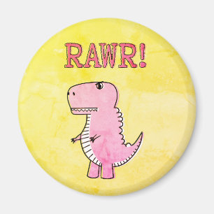 Íman Papel Antigo T-Rex De Cartografia Rosa, Bonito E Z