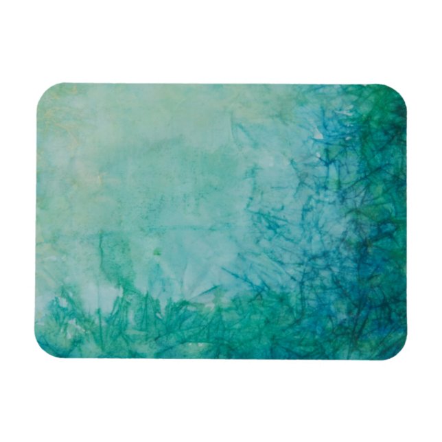 Íman Papel Com Abstrato De Tinta Azul, Verde E Preta (Horizontal)