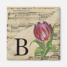 Papel de Música de Tulipa Roxa Monograma Inicial B