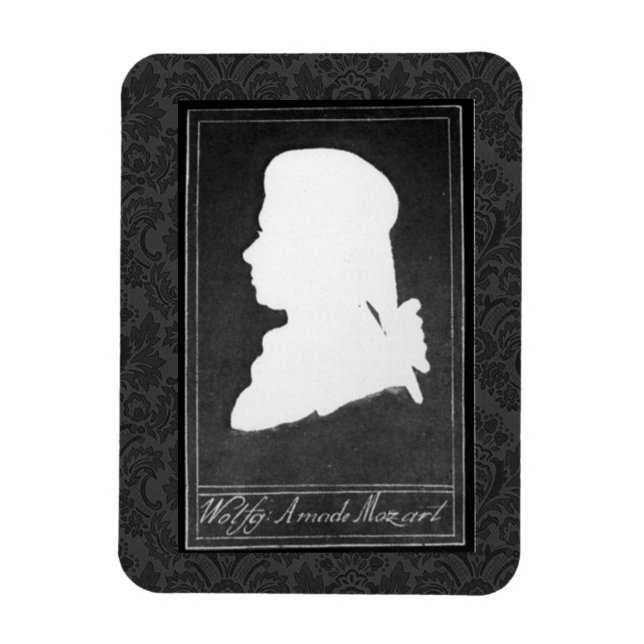 Íman Papel de perfil Mozart Cutout White em preto (Vertical)