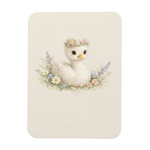 Íman Papelaria de Aquarela de Cisne Bebê Elegante Flor