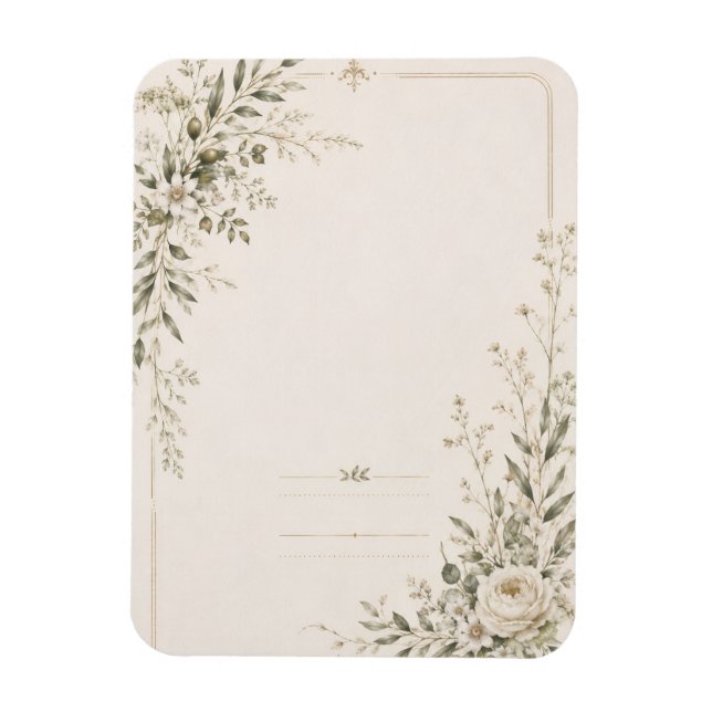 Íman Papelaria de Casamento com Charme Botânico Natural (Vertical)