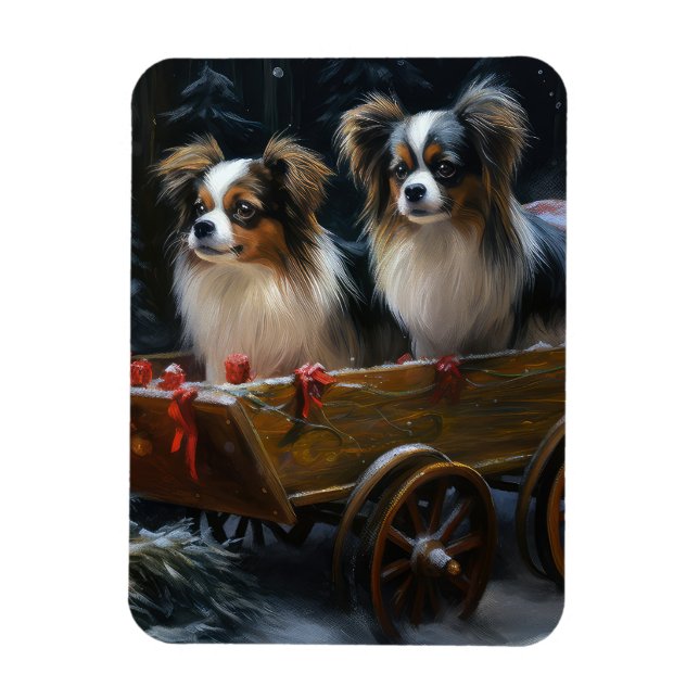 Íman Papillon Snowy Sleigh Decoração de Natal (Vertical)