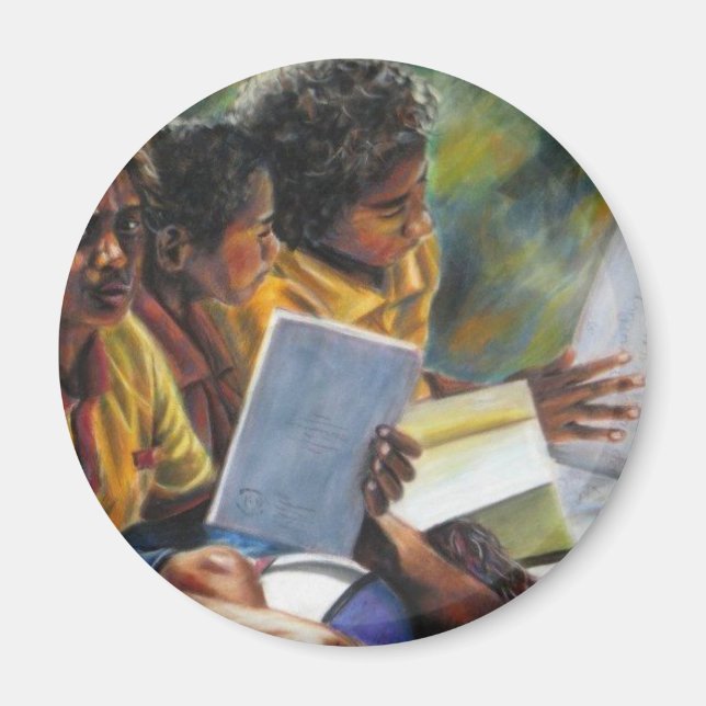 Íman Papua-Nova Guiné crianças lendo livros (Frente)