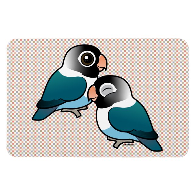 Íman Par Adorável do Pássaro Mascarado Azul (Horizontal)