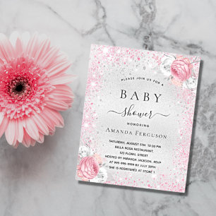 Íman para convite floral cor-de-rosa chá de fralda