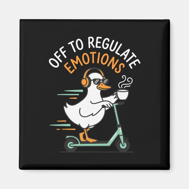 Íman Para Regular Emoções Patinete Ganso Divertido Ment (Frente)