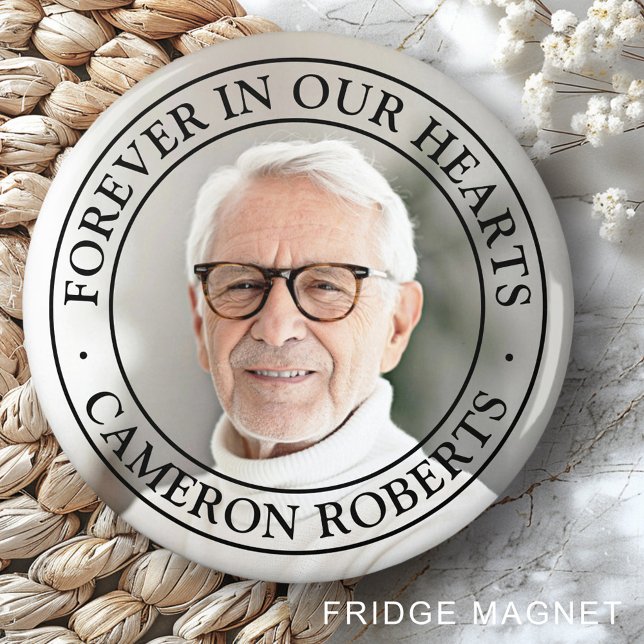 Íman Para sempre, no nosso coração, o memorial do cheio (Forever in our hearts memorial full photo elegant magnet)