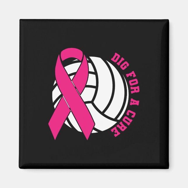 Íman Para um Cancer de mama puro rosa de vôlei (Frente)