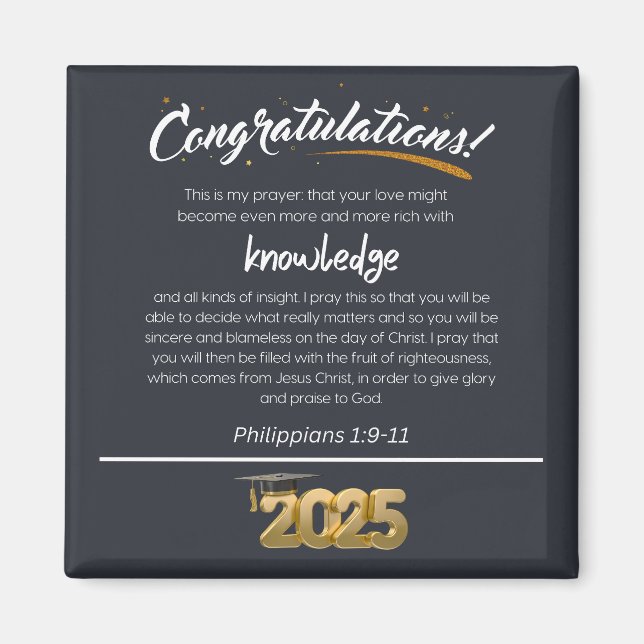 Íman Parabéns 2025 Philippians 1:9-11 Christian (Frente)