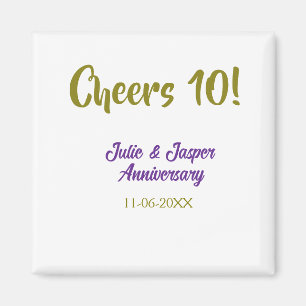 Íman Parabéns ao 10º aniversário de casamento roxo dour