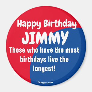 Íman Parabéns JIMMY vermelho/azul ímã