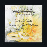 Íman Parabéns no seu dia de casamento<br><div class="desc">Magneta de casamento. Parabéns do seu amor de dia de casamento da noiva e do noivo prontos para você personalizar. Se for necessário... você pode excluir todo o texto e começar a ser atualizado com suas próprias opções de texto, cor e fonte com a área da ferramenta design do Zazzle....</div>