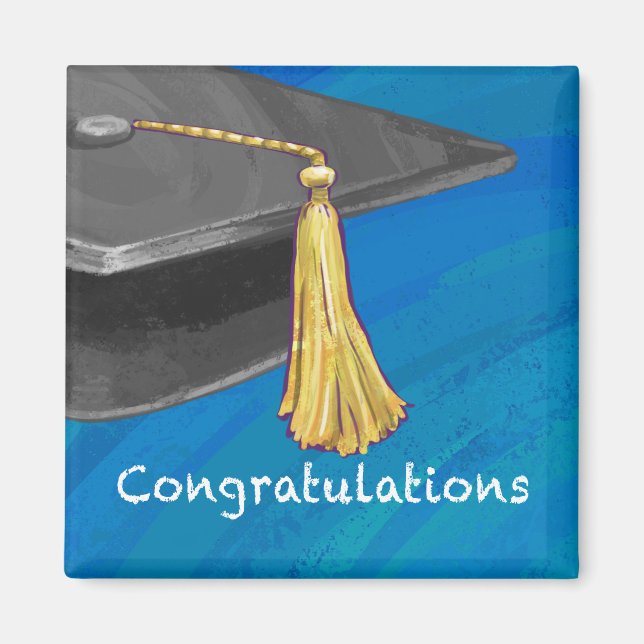 Íman Parabéns preto e azul (Frente)