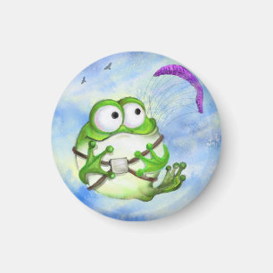 Íman Paraglider - Sapo de desenho animado feliz e bonit