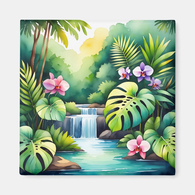 Íman Paraíso de Orquídeas da Cachoeira da Selva Tropica (Frente)