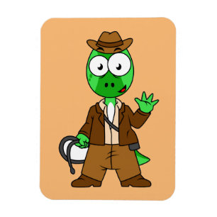 Íman Parasaurolophus Vestido Como Indiana Jones.