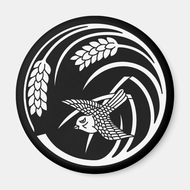Íman Pardal em círculo de planta de arroz (Frente)