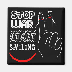 Íman Pare a Guerra Comece Sorriso Sinal de Paz Desenho